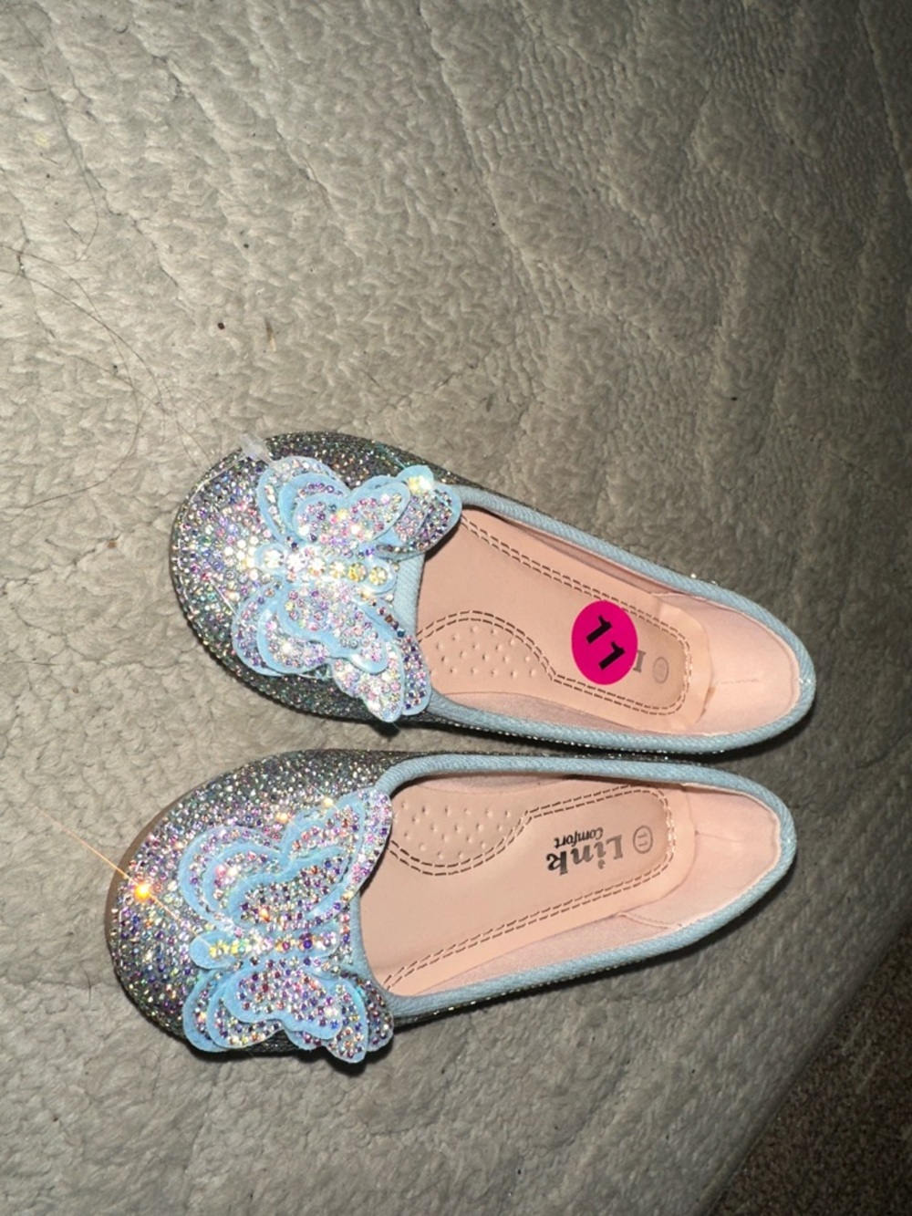 Larktank Kids Sparkle Butterfly Flats — Light Blue/Pink